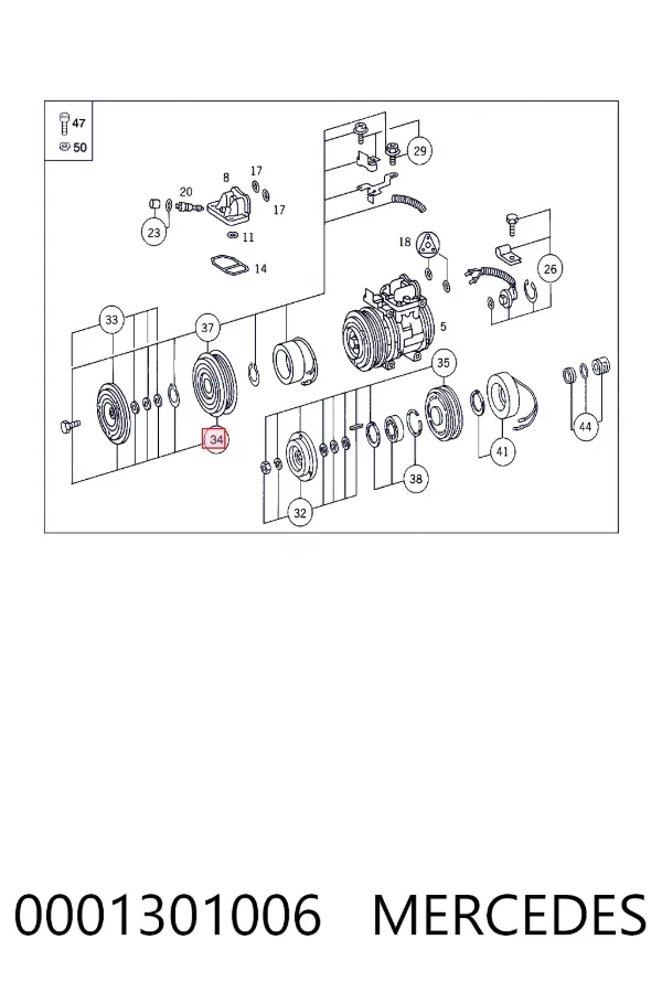 Шків компресора кондиціонера Mercedes A0001301006 ціна, від  