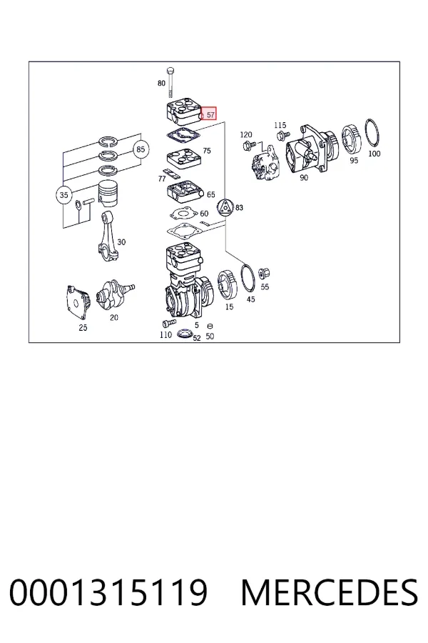 Купити A0001315119 Mercedes Компресор, головка блока (TRUCK)
