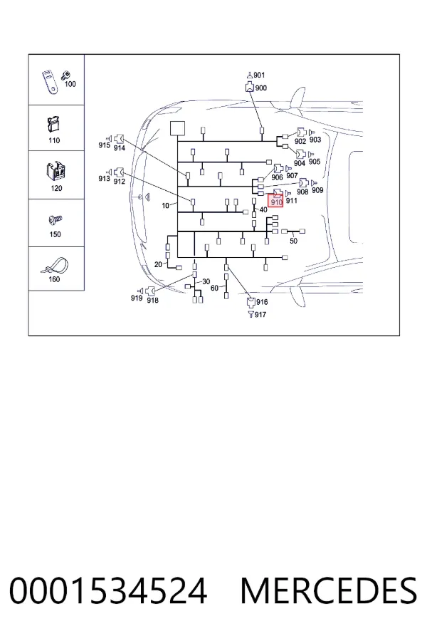 Кабель / дріт парктроніка бампера, переднього Mercedes A0001534524 ціна, від 7.88 USD