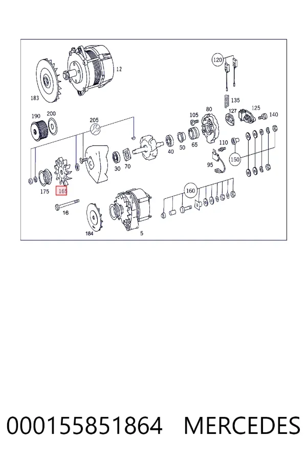 Крильчатка генератора A0001558518 Mercedes