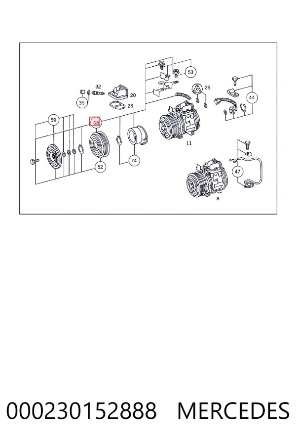 Шків компресора кондиціонера A0002301528 Mercedes