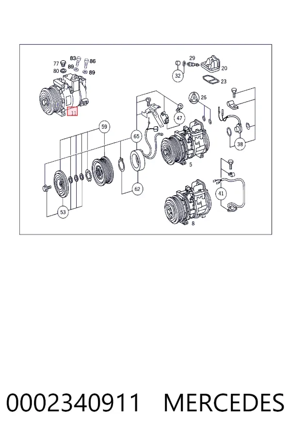 Компресор системи кондиціювання Mercedes A0002340911 ціна, від 101.35 USD
