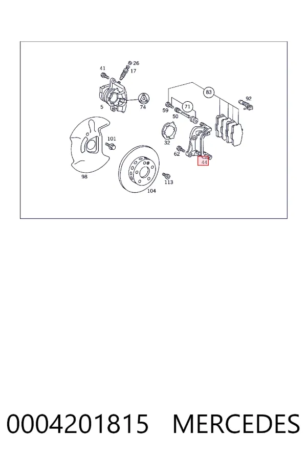Купити A0004201815 Mercedes Скоба супорту переднього