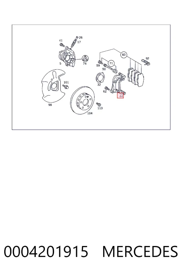 Скоба супорту переднього A0004201915 Mercedes