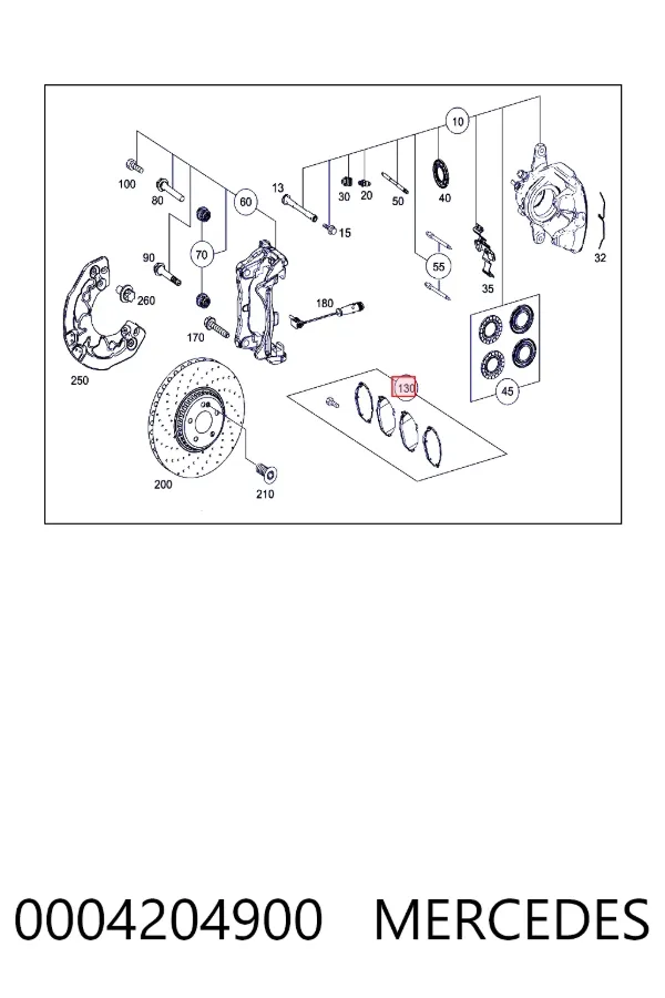 A0004204900 Mercedes Передні гальмівні колодки