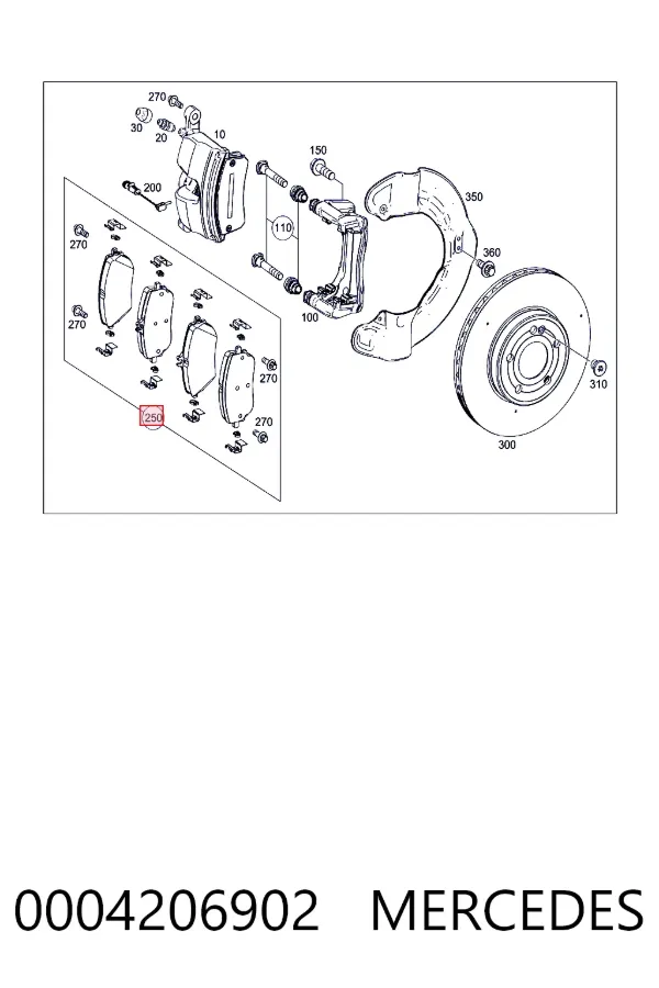 Передні тормозні колодки A0004206902 Mercedes