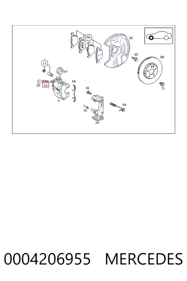 A0004206955 Mercedes Штуцер прокачування супорту гальмівного, переднього