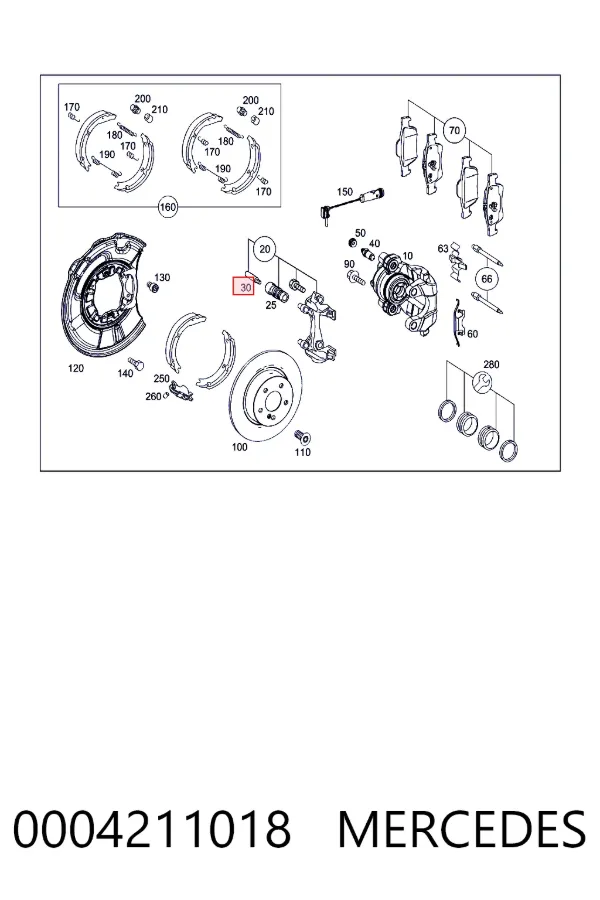 Купити A0004211018 Mercedes Направляюча супорту заднього