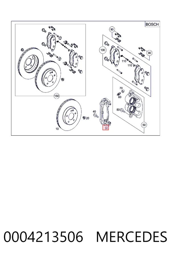 A0004213506 Mercedes Скоба гальмівного супорта переднього