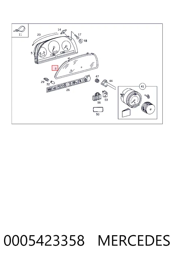 Скло щитка приладів Mercedes A0005423358 ціна, від 51.30 USD