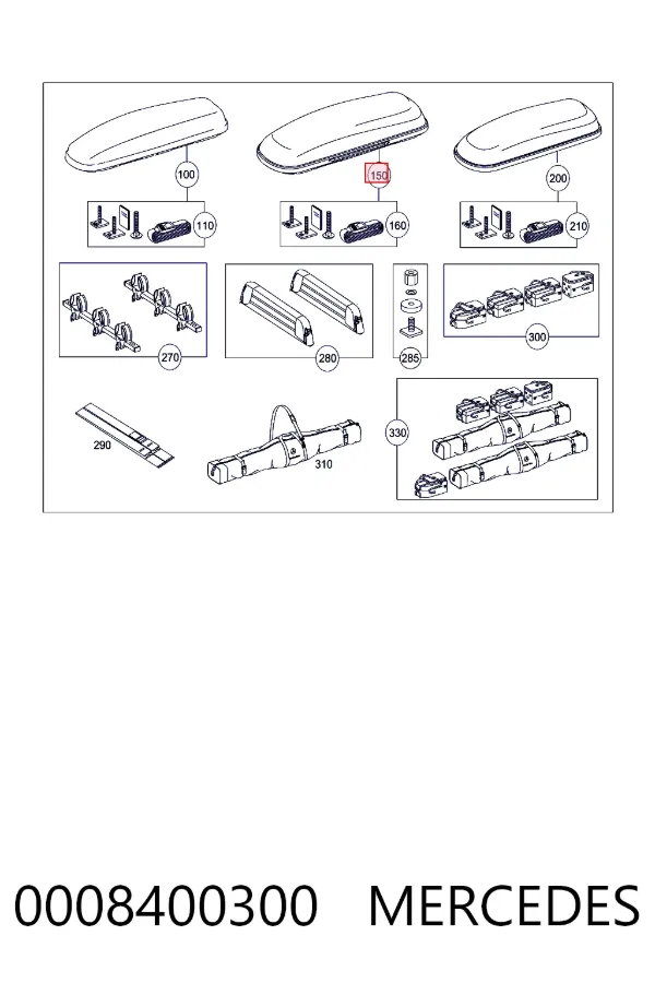 Лижі на дах автомобіля Mercedes A0008400300 ціна, від 1114.44 USD