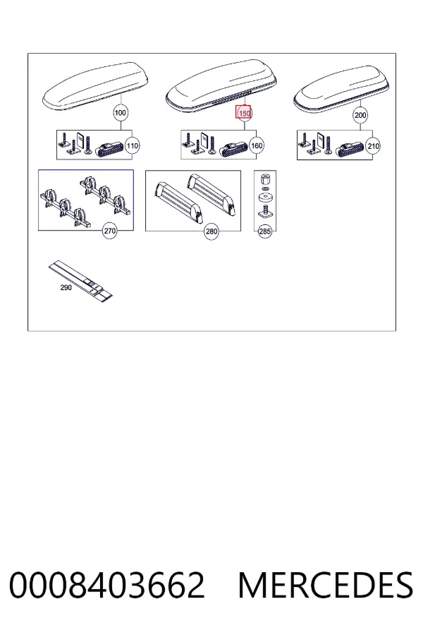 Автобагажник на кришу Mercedes A0008403662 ціна, від 1114.44 USD