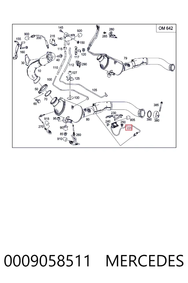 A0009058511 Mercedes Датчик оксидів азоту NOX, задній