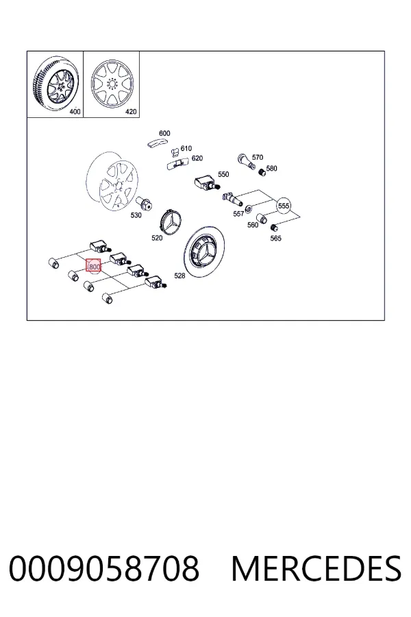 Купити A0009058708 Mercedes Датчик контролю тиску в шинах