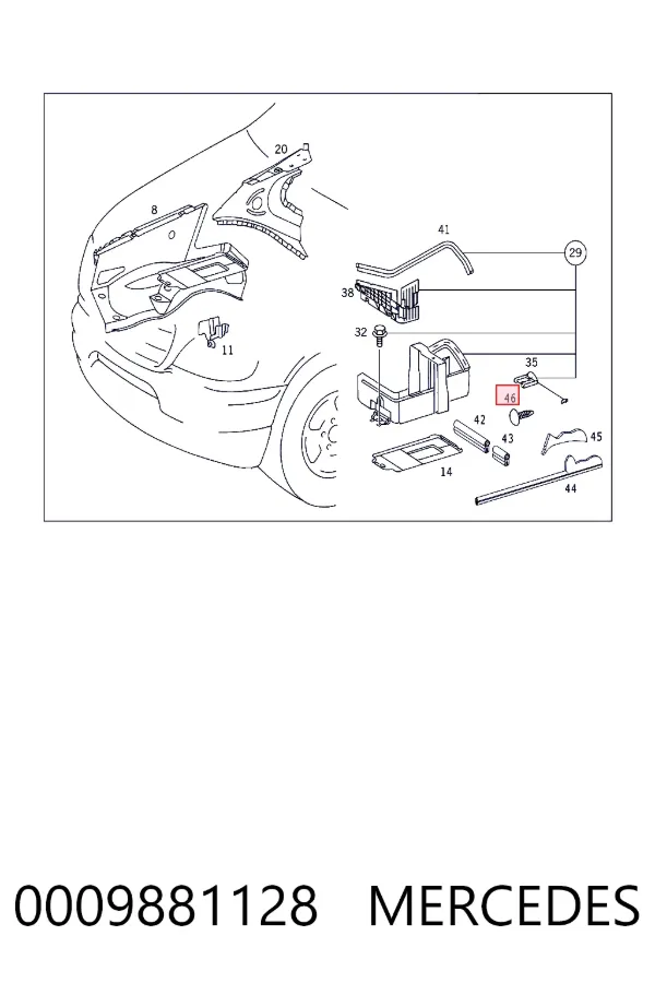 Пістон (кліп) кріплення обшивки кришки багажника Mercedes A0009881128