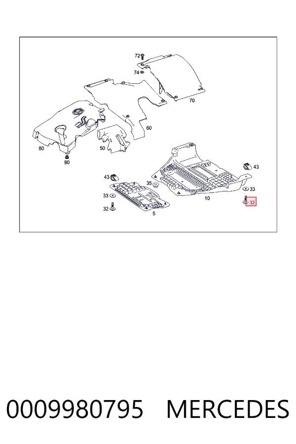 Купити A0009980795 Mercedes Захист піддона картера двигуна