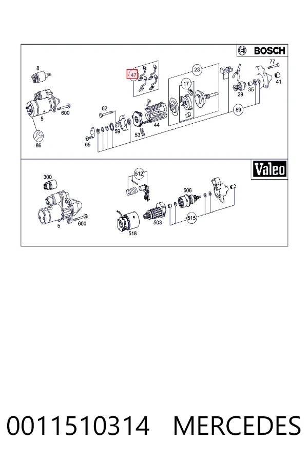 Щеткодеpжатель стартера Mercedes A0011510314 ціна, від 6.18 USD