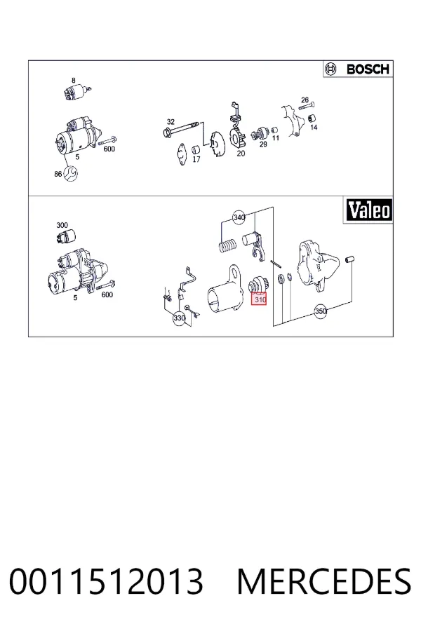 A0011512013 Mercedes Привід стартера бендикс
