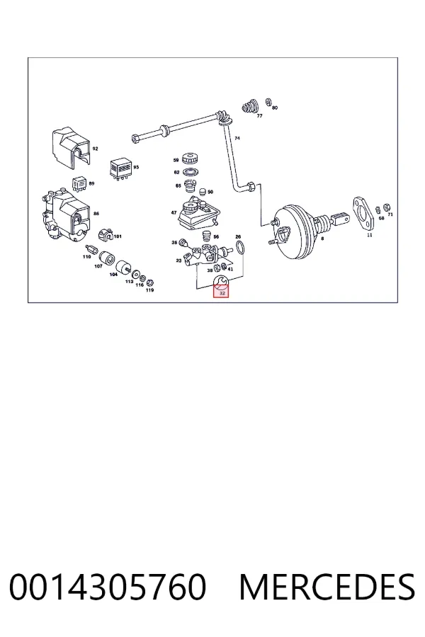 Ремкомплект гальмівного циліндру A0014305760 Mercedes