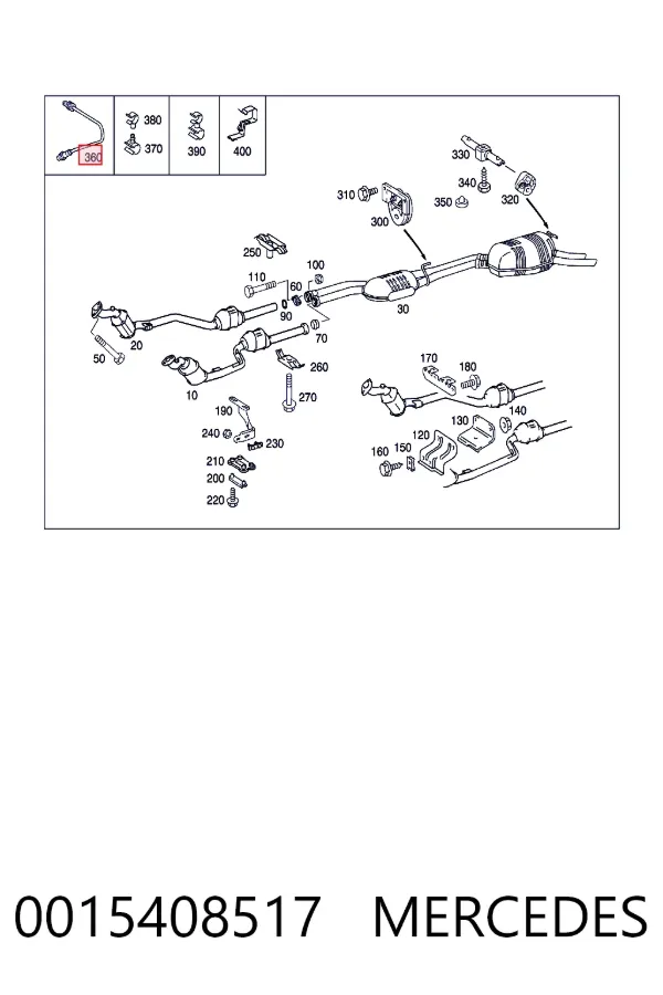 Лямбда зонд до каталізатора, лівий Mercedes A0015408517