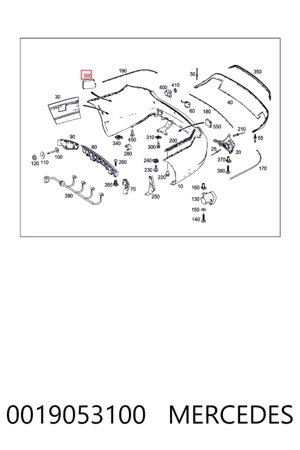 Датчик контролю мертвої зони, задній Mercedes A0019053100
