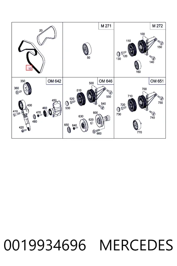 Клиновий ремінь Mercedes A0019934696 ціна, від 20.09 USD