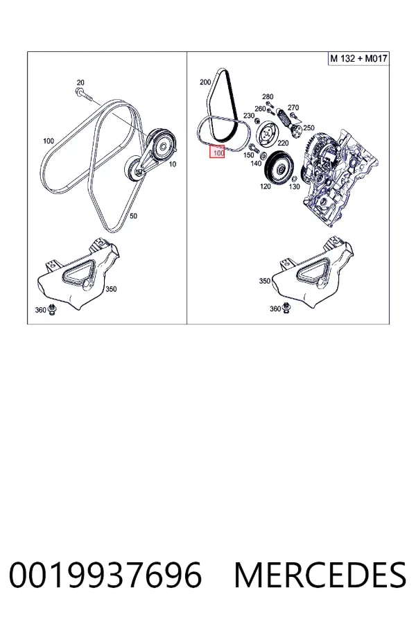 Ремінь кондиціонера Mercedes A0019937696