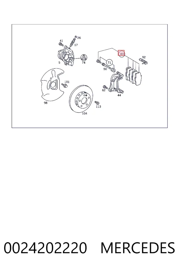 Купити A0024202220 Mercedes Колодки гальмівні передні, дискові