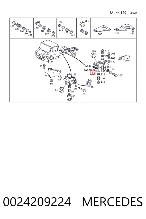 A0024209224 Mercedes Клапан обмеження тиску пневмосистеми