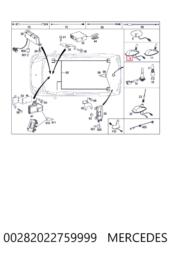 A0028202275 Mercedes Антена на дах