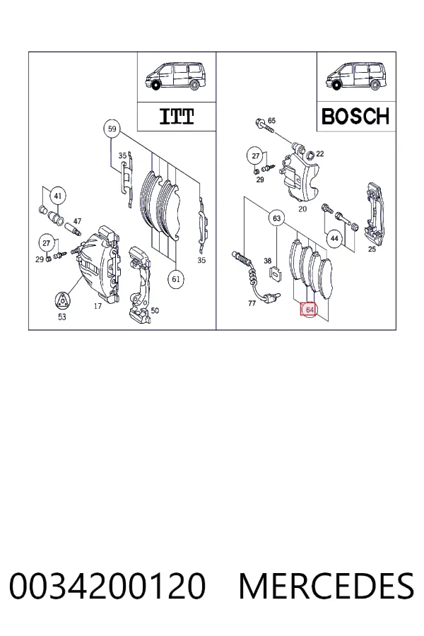 Гальмівні колодки Mercedes A0034200120 ціна, від 20.88 USD