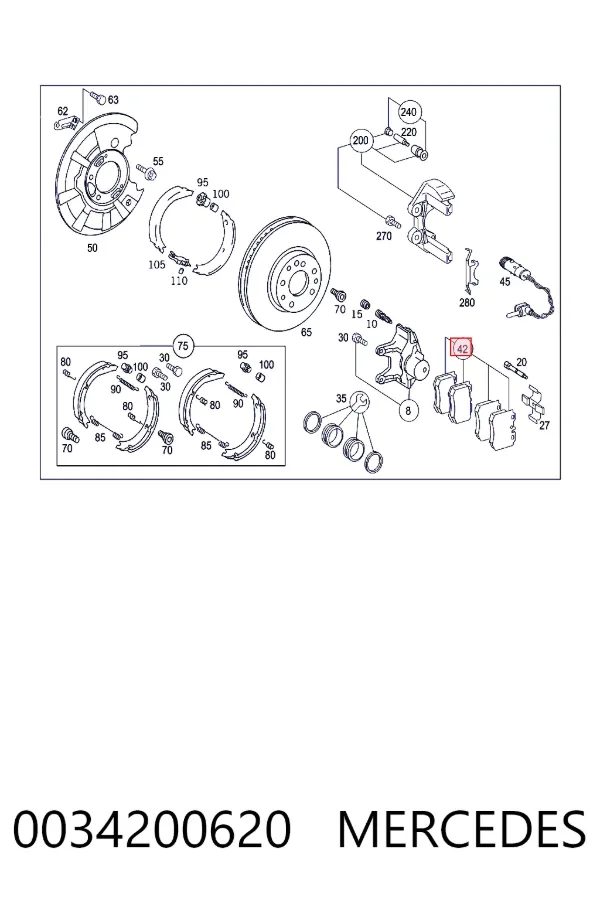 Купити A0034200620 Mercedes Задні колодки