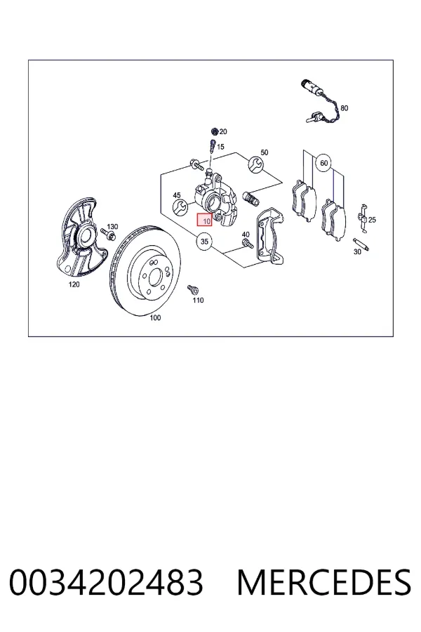 Купити A0034202483 Mercedes Супорт гальмівний передній правий
