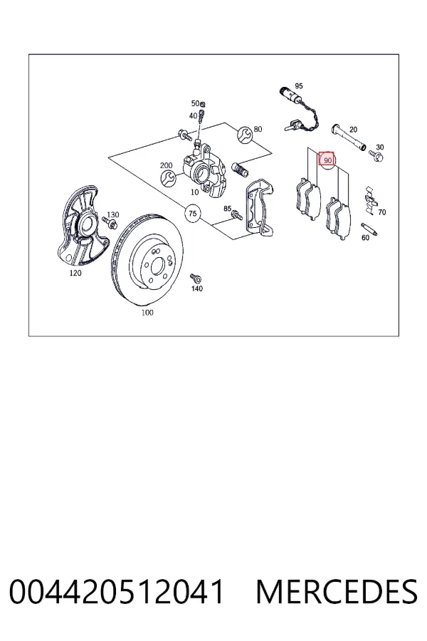Купити A004420512041 Mercedes Колодки гальмівні передні, дискові