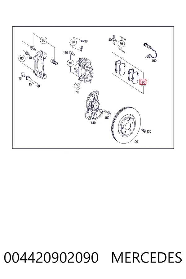 Купити A0044209020 Mercedes Колодки гальмівні передні, дискові