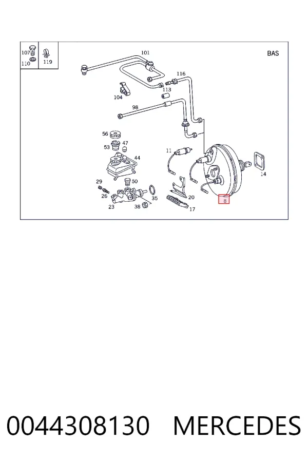 Вакуумника Mercedes A0044308130 ціна, від 1538.41 USD