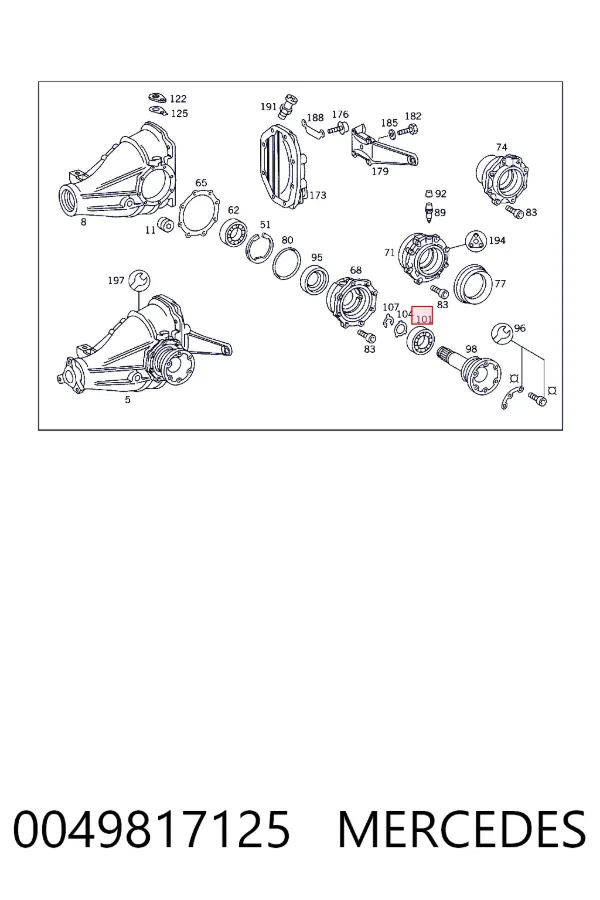 A0049817125 Mercedes Підшипник диференціалу заднього моста