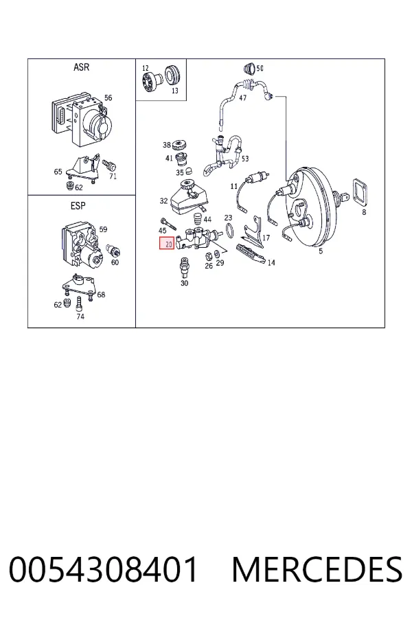 Циліндр головний гальма (Гідротормоз) Mercedes A0054308401 ціна, від 973.73 USD