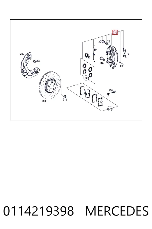 Супорт тормзной Mercedes A0114219398