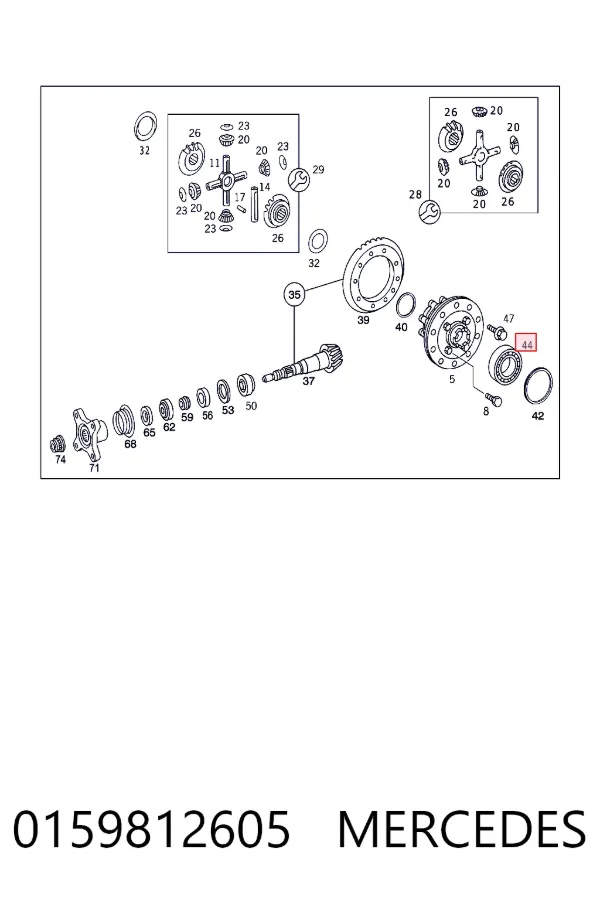 Підшипник диференціала заднього моста Mercedes A0159812605