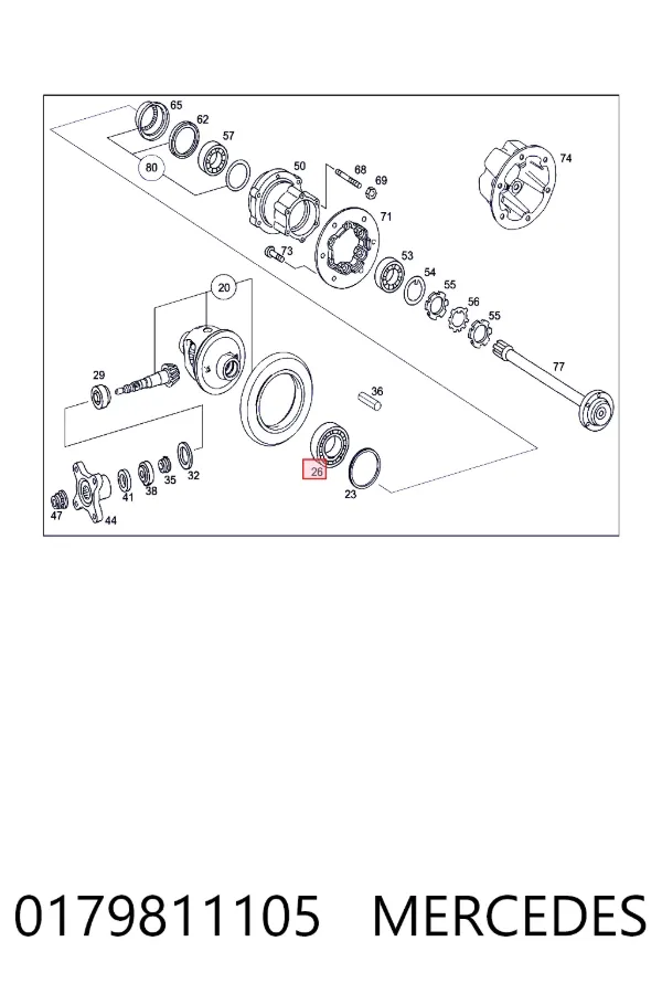 Купити A0179811105 Mercedes Підшипник диференціалу заднього моста
