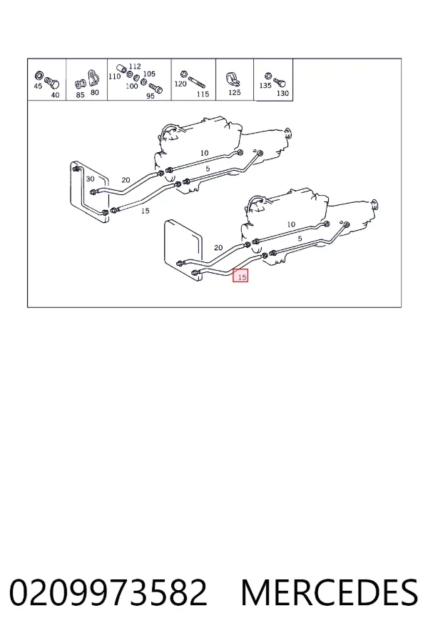 Купити A0209973582 Mercedes Трубка/шланг охолодження АКПП, обратка