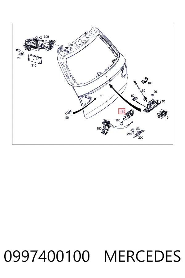 Замок багажника A0997400100 Mercedes