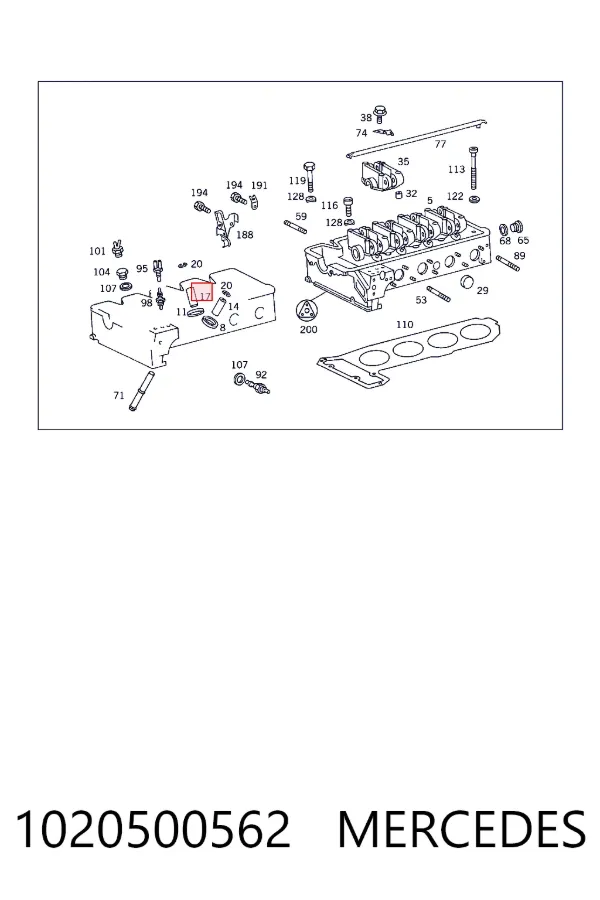 Направляюча клапана, випускного A1020500562 Mercedes