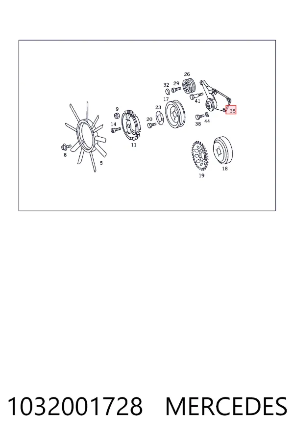 Купити A1032001728 Mercedes Кронштейн віскомуфти системи охолодження, опорний