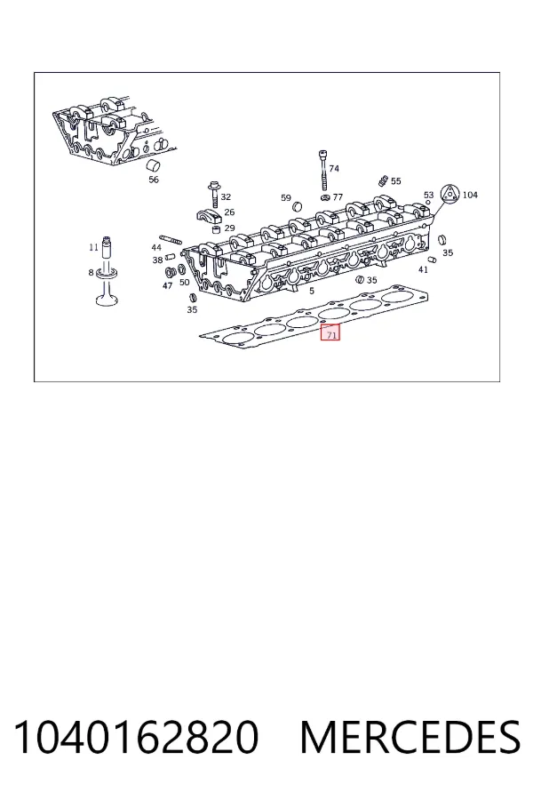 Прокладка ГБЦ Mercedes A1040162820 ціна, від 36.24 USD