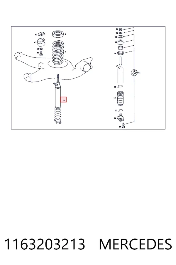 Купити A1163203213 Mercedes Стійка амортизатора задня