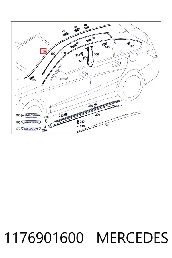 Накладка даху права Mercedes A1176901600