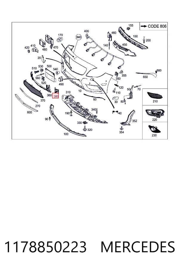  Mercedes A1178850223 ціна, від 22.81 USD