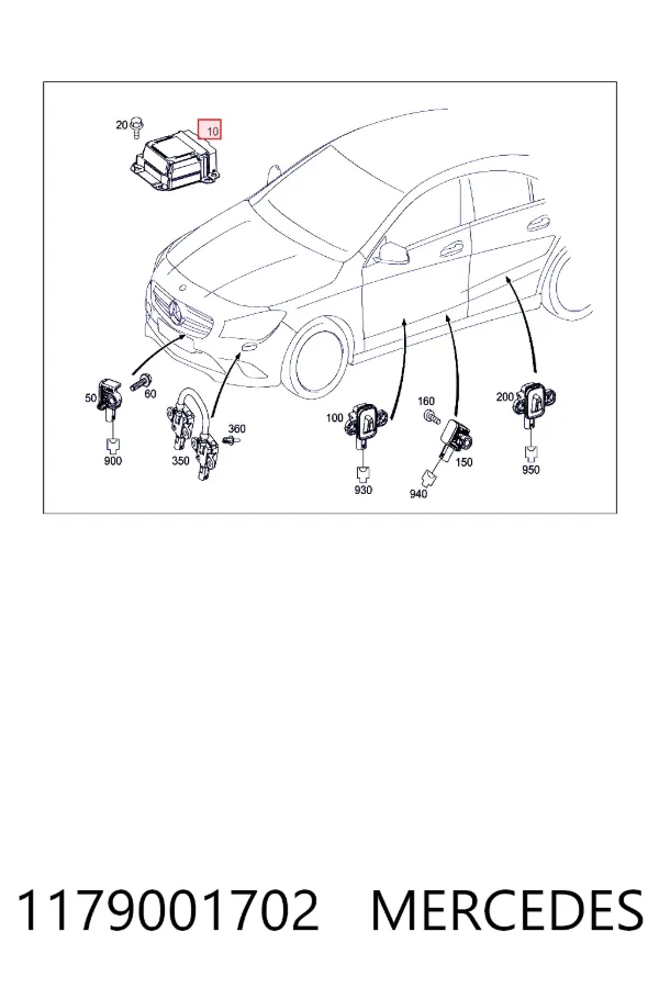 Модуль-процесор керування подушки безпеки A1179001702 Mercedes